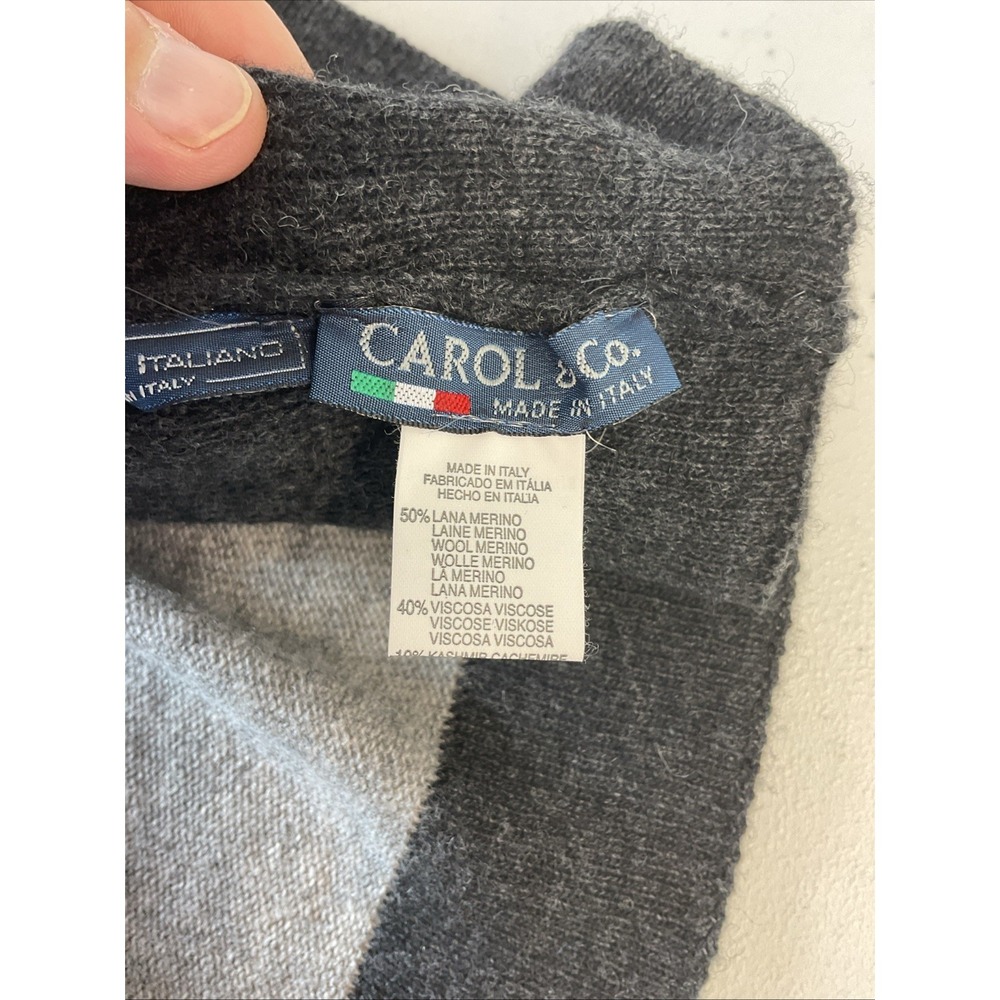 Carol & Co Roma Italy Made Cashmere Blend Gray Asymmetrical Shawl Poncho OS - Picture 3 of 7